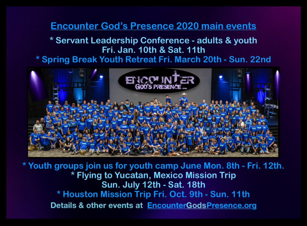 EGP main events 2020 – Encounter God's Presence